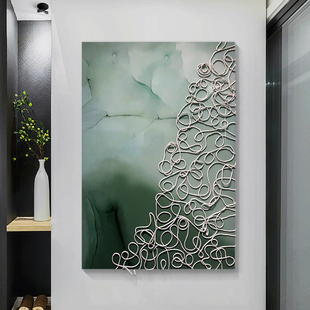 翠缕游丝现代艺术装饰画客厅餐厅玄关过道卧室高级感实物装置画