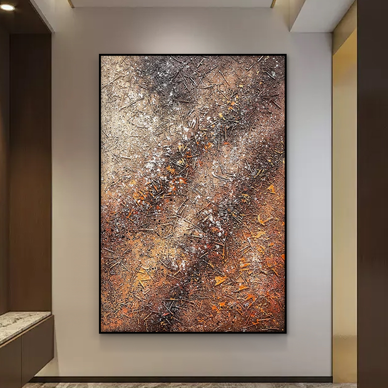 砾星迷影肌理感装饰画客厅抽象沙发背景楼梯艺术高端定制手绘油画图片