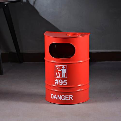 复古油桶工业风铁皮垃圾桶户外带内桶双层壁挂大景区商用个性创意