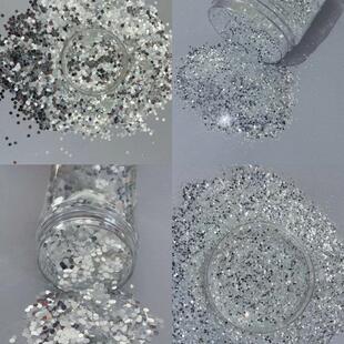 邦赛供应钻石银镜面银闪粉亮片混合六边白色镜面撒粉喷