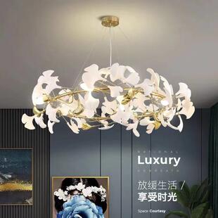 设计师银杏树叶网红灯具客厅餐厅艺术售楼处楼梯间装饰灯吊灯