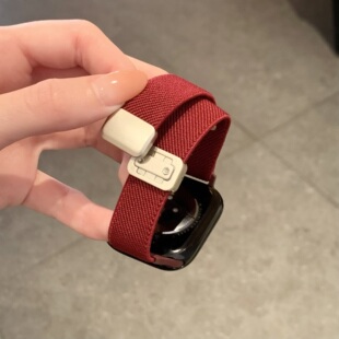 kLKL 细版平纹编织尼龙手表带适用苹果iwatchs11表带applewatch987磁吸iwatchs10弹力S8新款s7女舒适S6运动