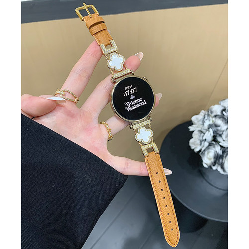 适用华为手表四叶草真皮表带