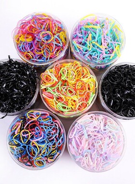 橡皮筋女扎头小高弹力头绳一次性发绳耐用发圈黑色皮套儿童不伤发