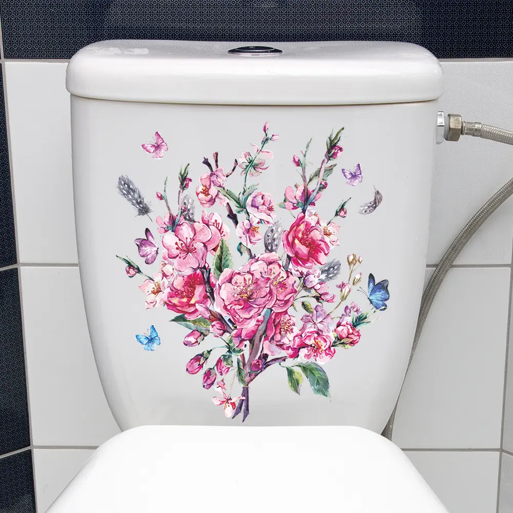 尚易spz-s0535花卉pv浴室墙贴自粘马桶盖装饰马桶贴