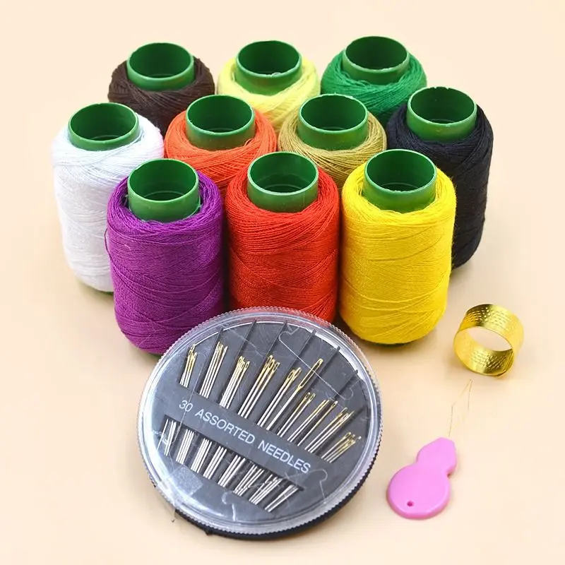 家用缝补针线套装黑线缝衣线实用针线包彩色针线盒小卷缝纫线结实
