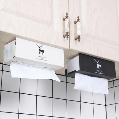 橱柜铁艺纸巾挂架家用厨房免钉免钻悬挂式收纳架子卫生间纸巾置物