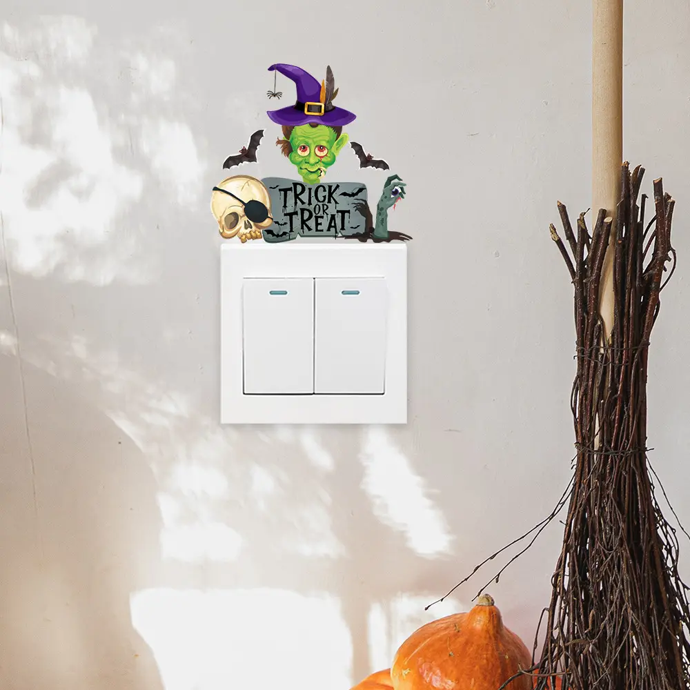 尚易spz-kg075万圣节女巫墓碑卧室墙贴pv开关装饰开关贴