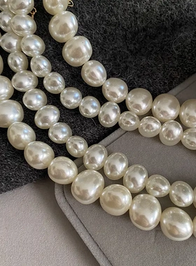 法式轻奢高级感珍珠项链精致简约百搭通勤毛衣链时端锁骨链女