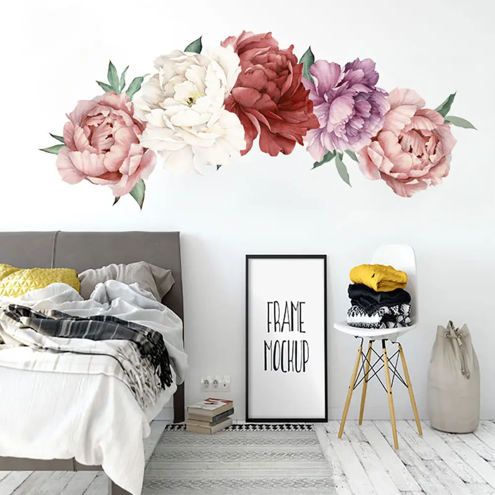 尚易sp64089小清新花朵植物墙贴自粘客厅卧室装饰墙贴纸