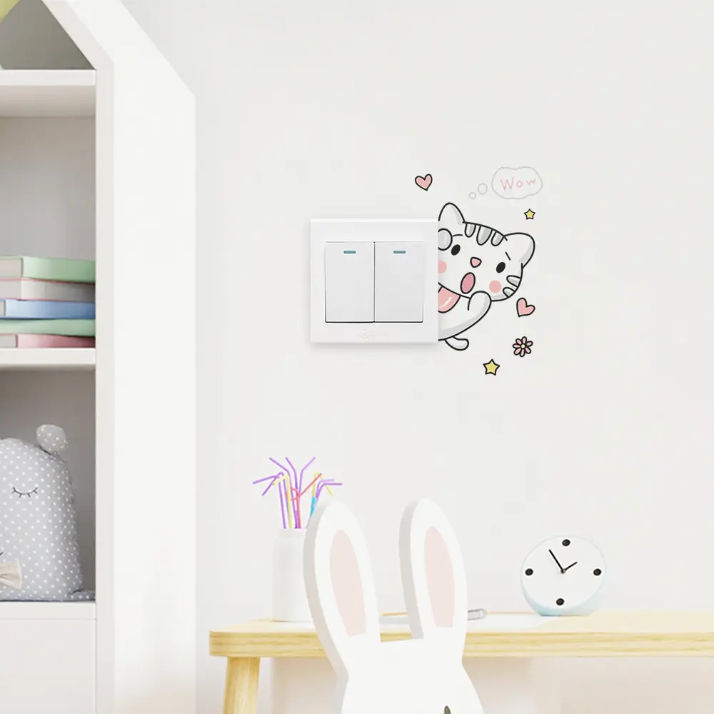 尚易spz-kg183可爱猫咪客厅卧室墙贴自粘开关装饰开关贴