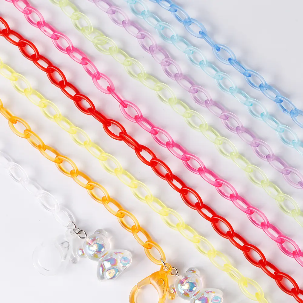 日韩版亚克力少儿口罩链挂绳防掉彩色挂链多用挂脖硅胶眼镜链