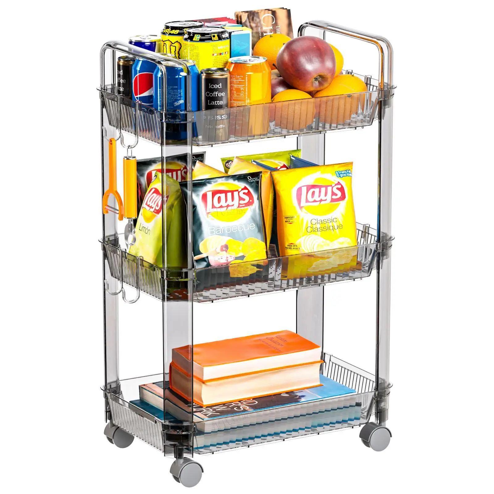 透明家用小推车置物架厨房储物架玩具收纳架可移动整理架