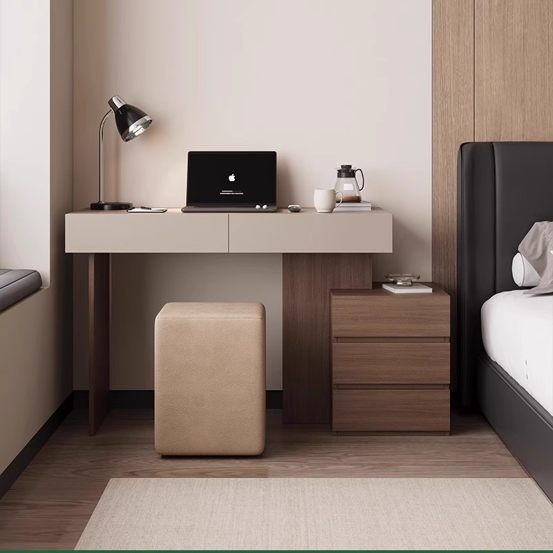 实木意式极简书桌家用卧室电脑桌现代简约台式办公桌写字台学习桌