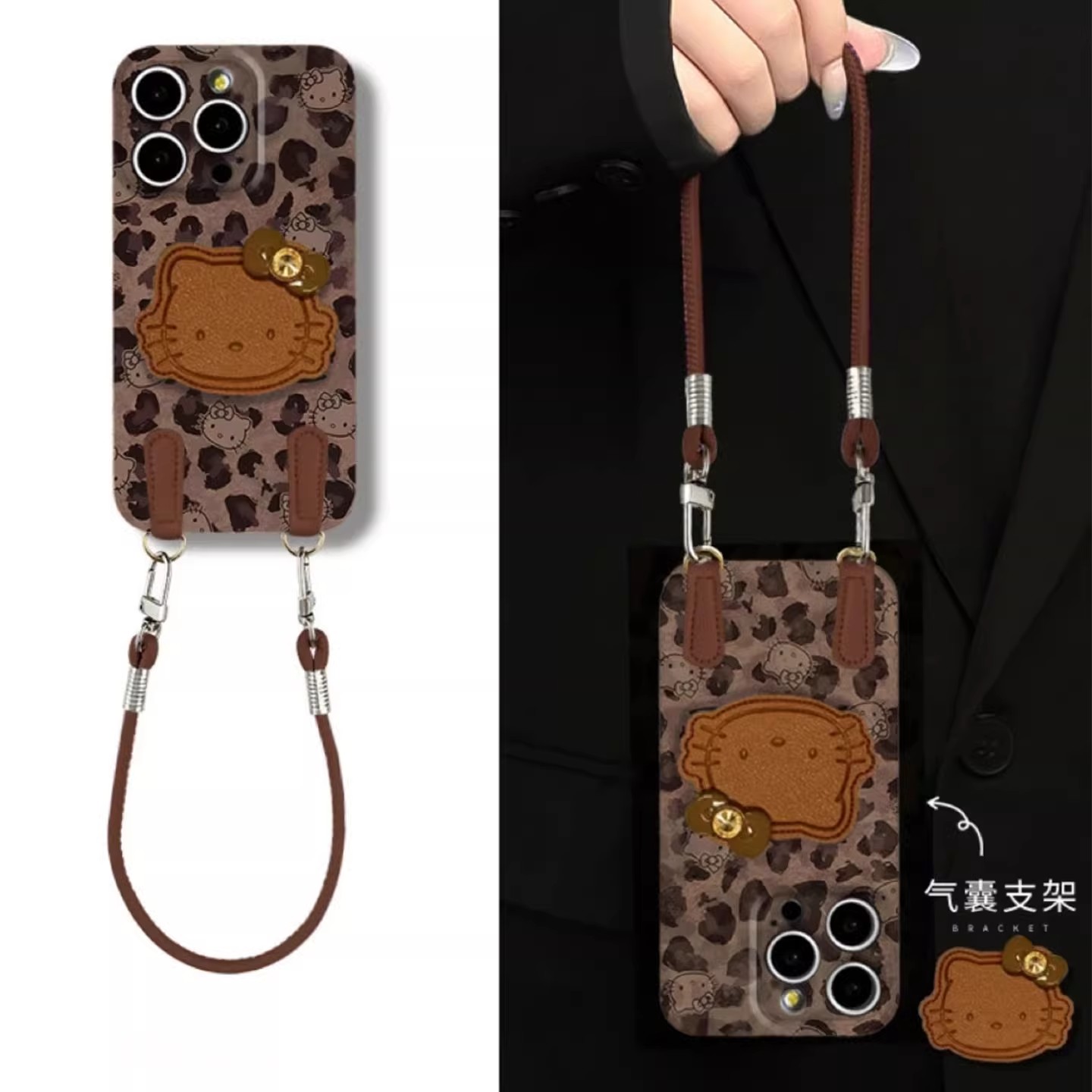 棕底豹纹kt头适用苹果17手机壳iPhone17promax独特16新款15秋冬14超火13女2025网红pm爆款12高级感11小众plus