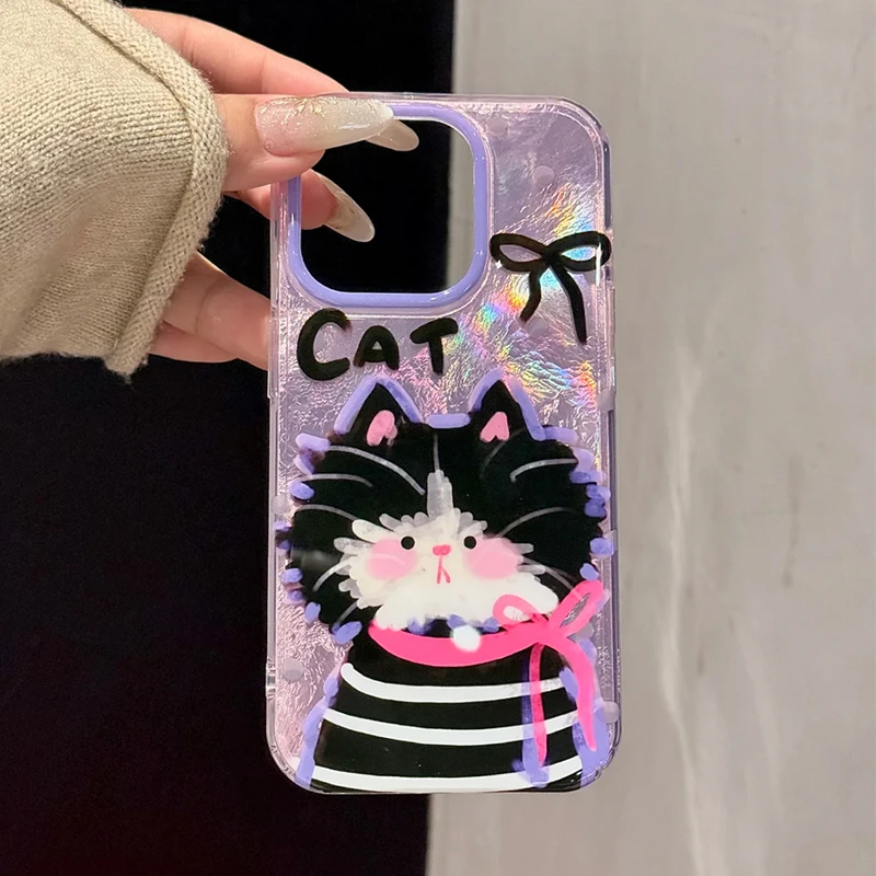 紫色潦草小猫用苹果17pro手机壳iPhone17promax独特16plus超火15高级感小众14新款13外壳12女pm超好看11爆款