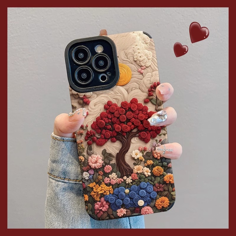 适用苹果17promax手机壳新款拼色花朵玫瑰iPhone16小羊皮15plus全包防摔14pm创意小众13超火12个性女款11时尚