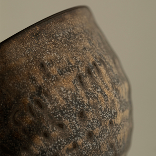 家用水洗茶碗茶道零配件茶桶缸陶瓷笔洗 草木祠鎏金铁锈釉茶洗日式
