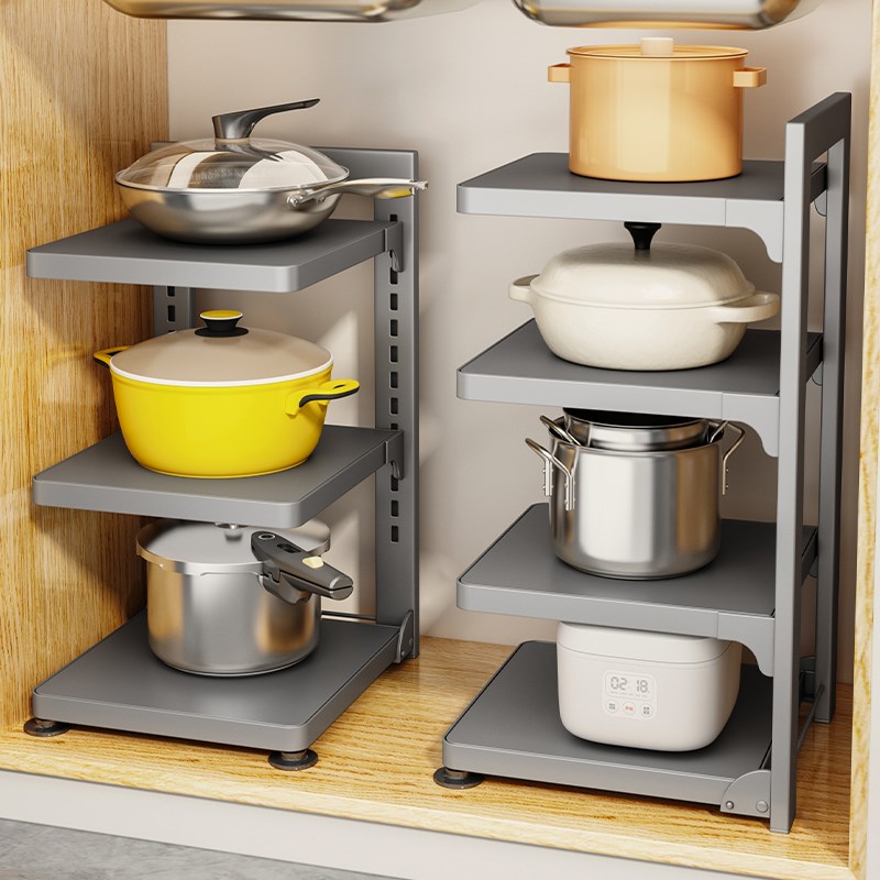 厨房锅具脸盆收纳架多层置物架橱柜内分层水槽下台面多功能锅架子