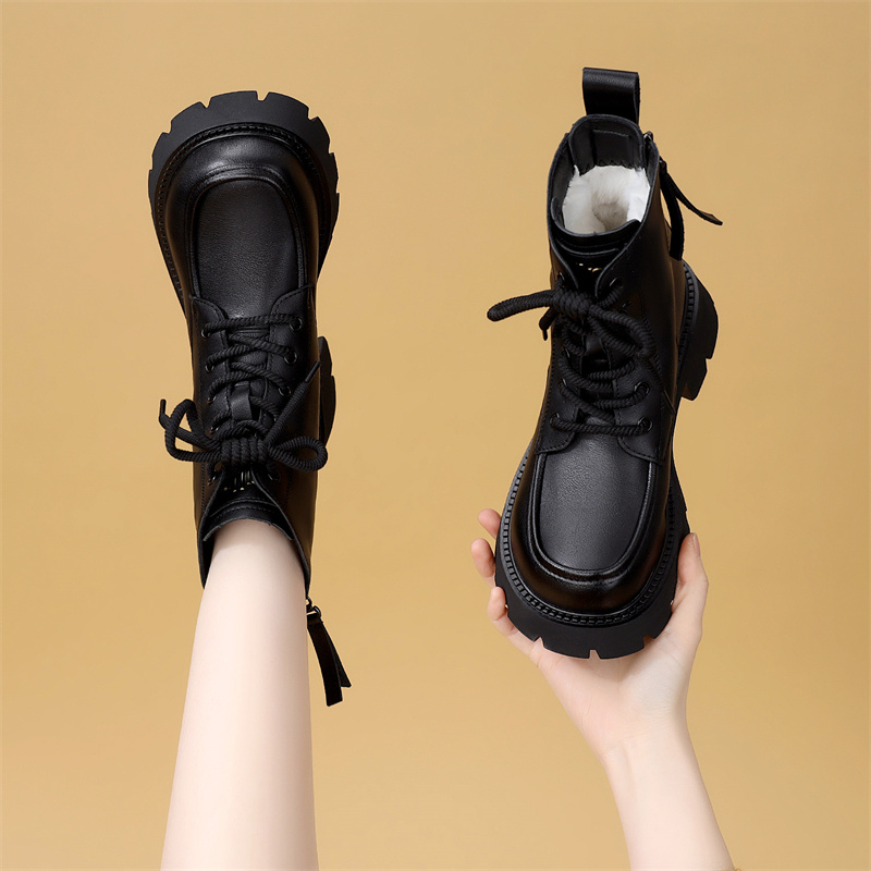 皮毛一体羊毛雪地马丁靴防滑厚底