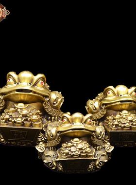 宏达 黄铜大号聚宝盆金蟾 日进斗米铜蟾家居办公玄关铜金蟾摆件