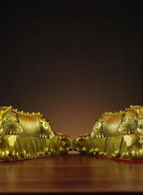 黄铜蚣蝮吸水兽铜摆件家居玄关客厅摆放避水神兽龙生九子 避水兽