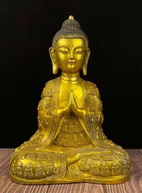 黄铜释迦摩尼坐佛像摆件工艺品商务礼品金属工艺品黄铜2719佛像家