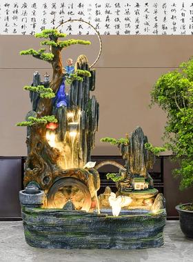 假山流水喷泉鱼池造景观客厅阳台庭院装饰摆件玄关落地风水轮水景