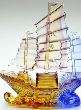 吉祥源琉璃帆船摆件高档送朋友领导商铺公司开业一帆风顺招财摆设