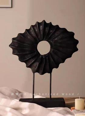 摆件客厅桌面高级感碳化艺术家居复古酒店民宿炭烧实木装饰