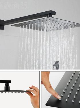 暗装淋浴花洒入墙花套装黑色洒增压民宿混阀方JMM形喷水头埋预盒