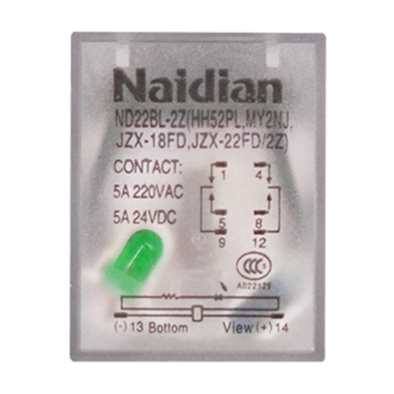 naidian耐电集团ND22BL2Z HH52PL带灯中间继电器AC220V DC24V