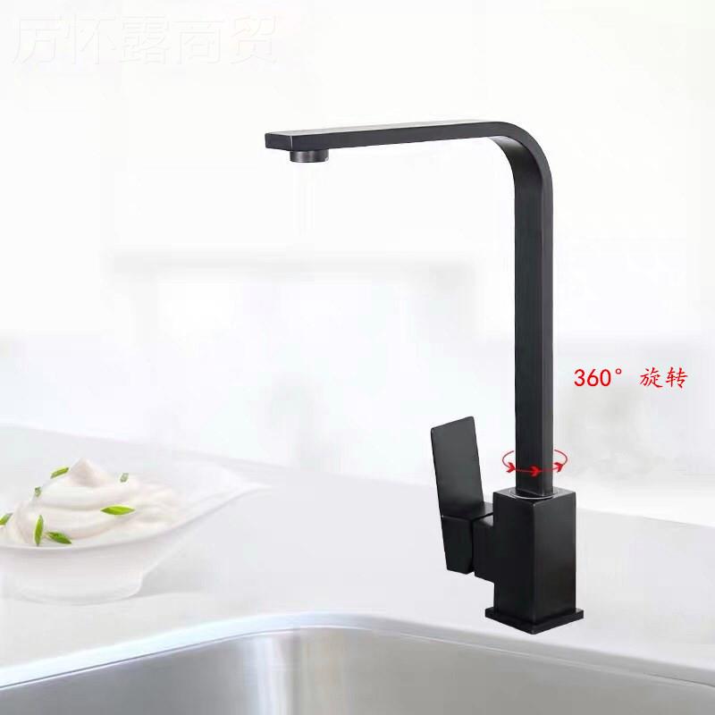 色不方锈钢烤漆形可旋转洗黑菜盆MWB水槽热厨房混水冷龙头