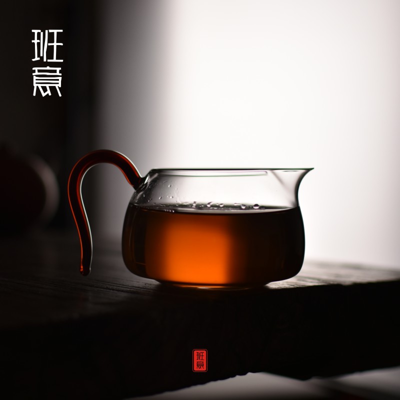 出口玻璃茶海公道杯纯手工带把耐高温茶海功夫茶具大号日式耐热公