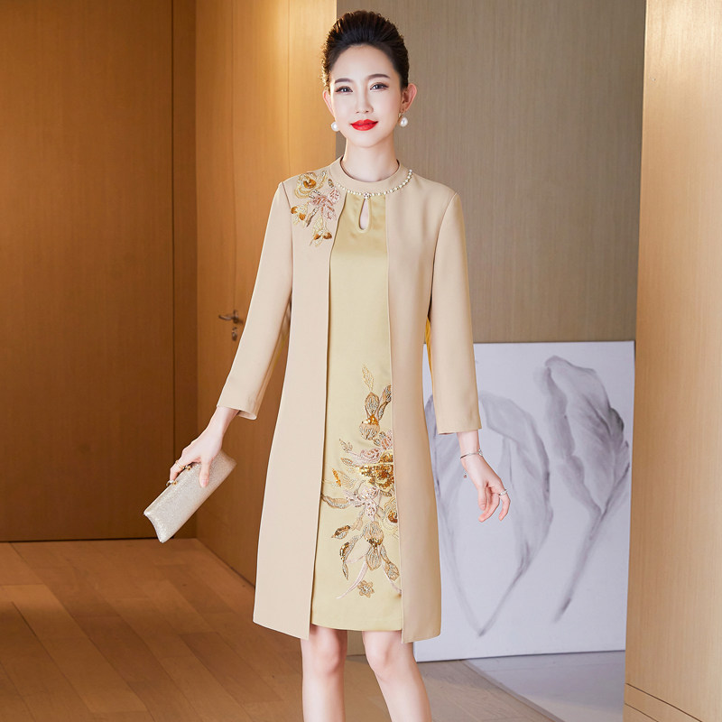 2022春洋气丈母娘婚礼服平时可穿喜妈妈婆婆婚宴装中年气质连衣裙