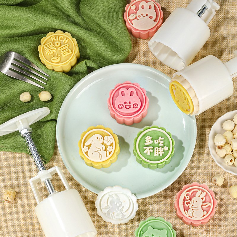 月饼模具手压式家用2023新款兔子绿豆糕点心冰皮糕点压花磨具商用