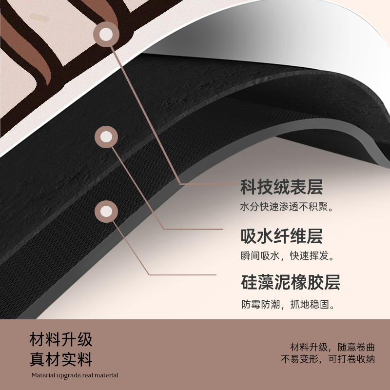 硅藻泥厨房地垫防滑防油吸水垫门口耐脏脚垫防水家用地毯