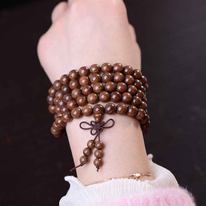 沉水金丝檀木手串金丝楠木沉香乌阴沉木108佛珠男女多圈情侣手链