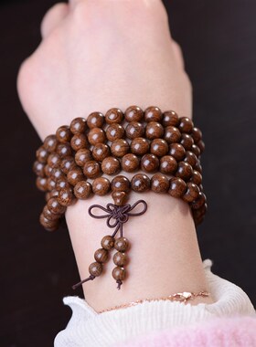 沉水金丝檀木手串金丝楠木沉香乌阴沉木108佛珠男女多圈情侣手链