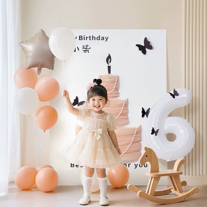 儿童周岁生日户外场景布置装饰网纱蛋糕kt板定制拍照打卡背景板