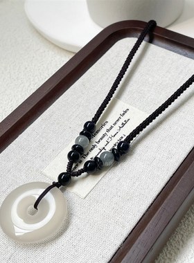 缘玉今安在平安扣天然玛瑙白玉髓项链男女转运势吊坠生日礼物