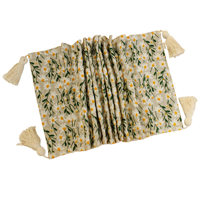 刺绣小雏菊桌旗北欧餐边柜盖巾轻奢茶旗长方形茶几斗柜电视柜盖布