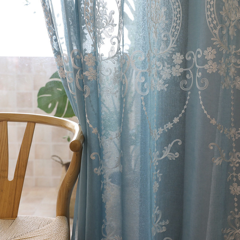 北欧风格纱帘白色窗纱简约绣花客厅窗帘2020年新款欧式刺绣卧室薄