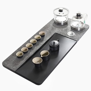 全自动上水茶台烧水壶一体电磁炉家用茶海定制刻字 乌金石茶盘套装