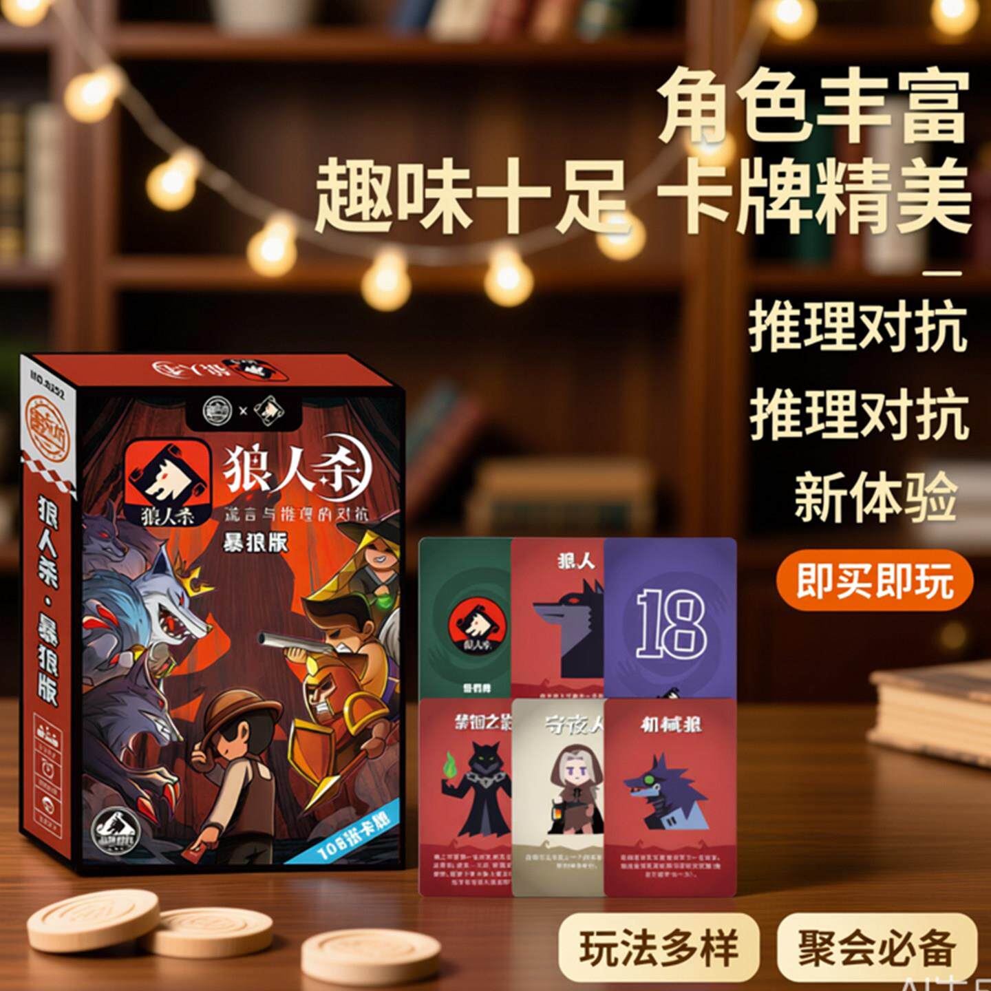 桌游三国狼人杀卡牌聚会天黑请闭眼动物酒馆谁是卧底纸牌团建游戏