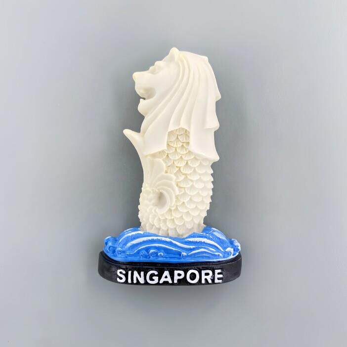 东南亚新加坡旅游纪念立体树脂彩绘创意地标鱼尾狮装饰磁铁冰箱贴