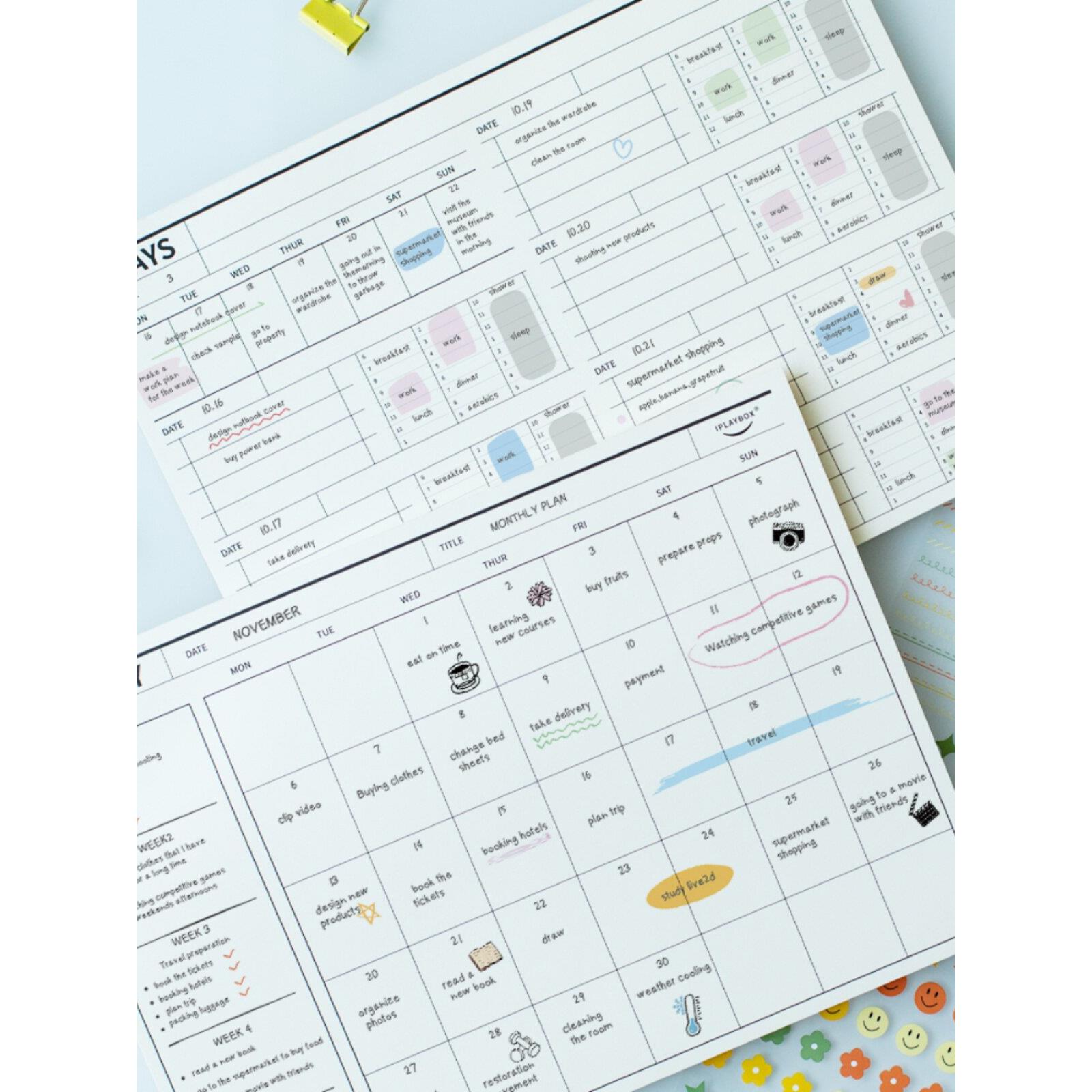 iplaybox多功能B5可撕便签月周每日计划本理财预算学习阅读记事本