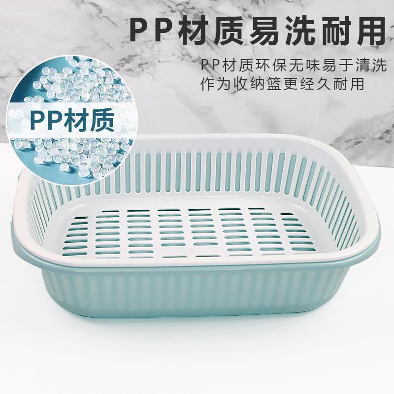 洗莱沥水篮双层大号菜池洗菜盆塑料厨房收纳筐菜篮子洗菜蓝