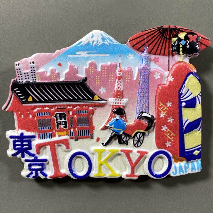 日本东京创意地标建筑和服女子旅游纪念装饰工艺品磁性冰箱贴礼物