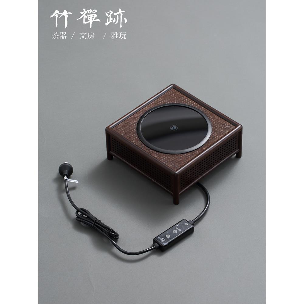 竹禅迹|竹制电陶炉 煮茶器玻璃烧水壶围炉煮茶壶电热茶炉超静音